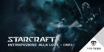 Illustrazione che rappresenta lo spazio e in trasparenza un protoss.