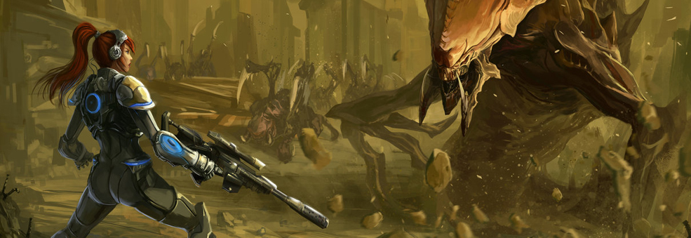 Illustrazione che raffigura gli ultimi momenti della battaglia di Sarah Kerrigan contro gli Zerg.