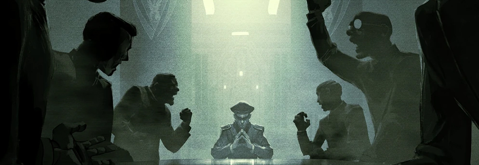 Illustrazione di un consiglio del Direttorato della Terra Unita.